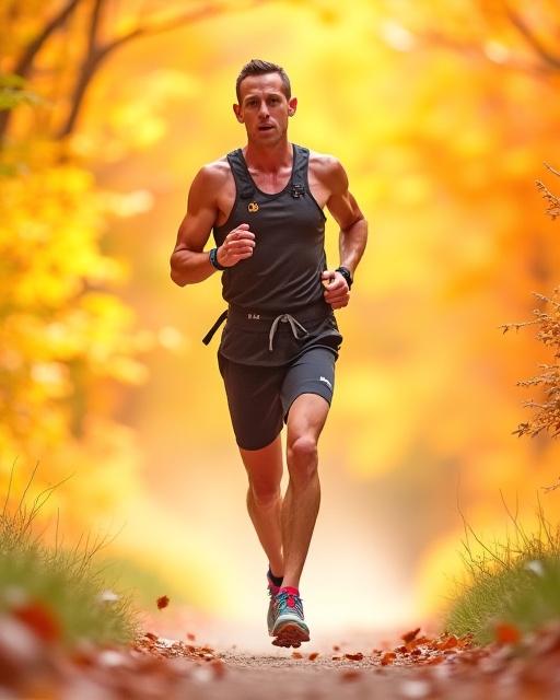A trail runner enjoying the Boles Trail in autumn